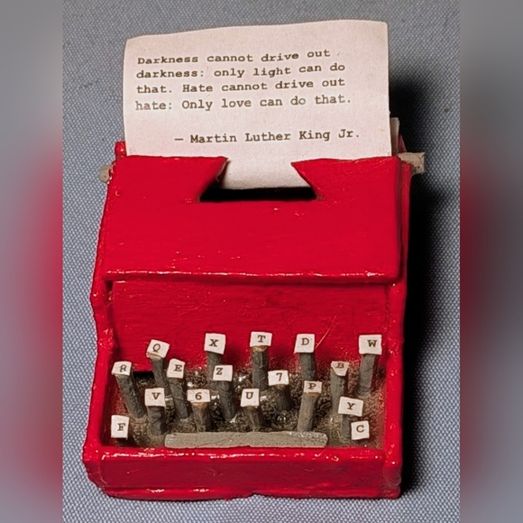 Tiny Typewriter Classic Red Martin Luther King Jr Quote Handmade Miniature Art - Picture 8 of 10